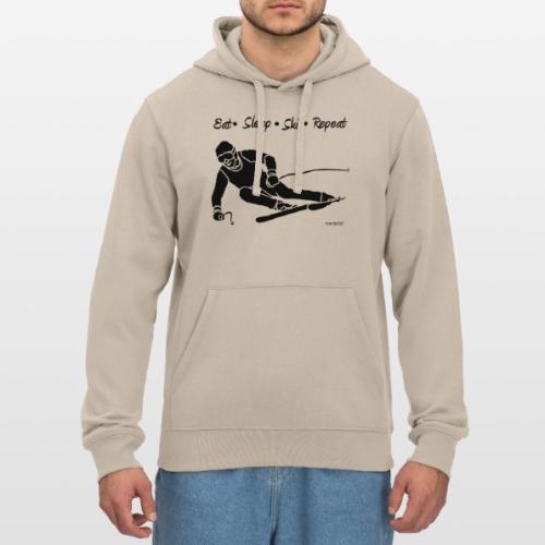 Eat Sleep Ski Repeat - bw - new001 - Stanley/Stella Drummer Unisex Organic Hoodie