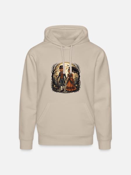 Moonlit Pumpkin Couple - Stanley/Stella Drummer Unisex Organic Hoodie - dust