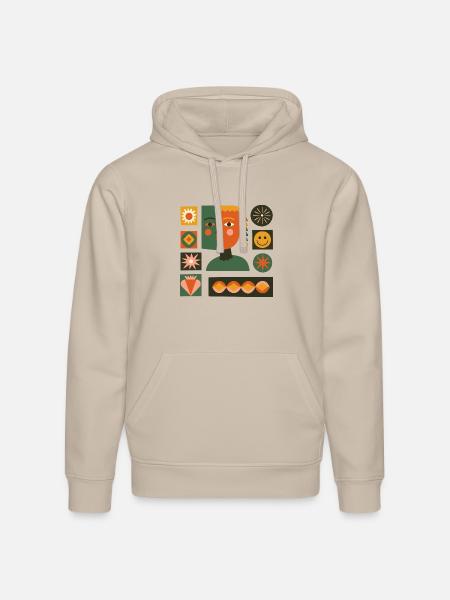 Dual-Tone Geometric Portrait - Stanley/Stella Drummer Unisex Organic Hoodie - dust