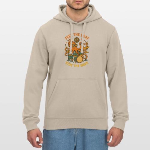 Feel the Beat Octopus Drummer Retro 70s t-shirt - Stanley/Stella Drummer Unisex Organic Hoodie