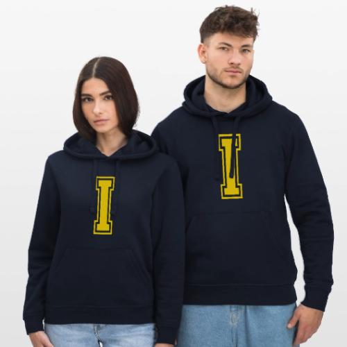 Letter I – Capital Athletic Alphabet Monogram - Stanley/Stella Drummer Unisex Organic Hoodie