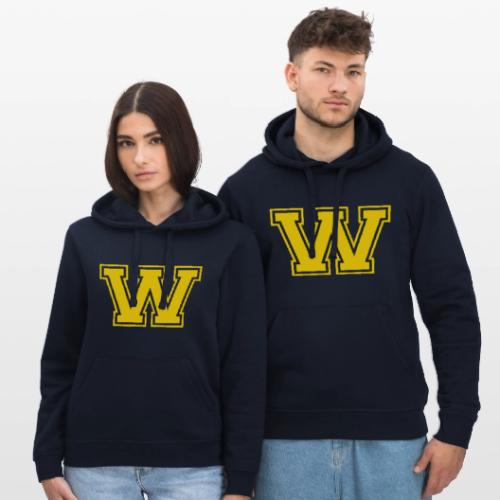 Letter W – Capital Athletic Alphabet Monogram - Stanley/Stella Drummer Unisex Organic Hoodie