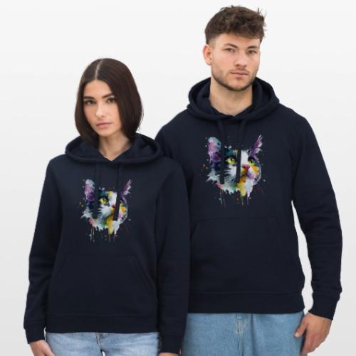 Cat: Painted Purr Expression - Stanley/Stella Drummer Unisex Organic Hoodie