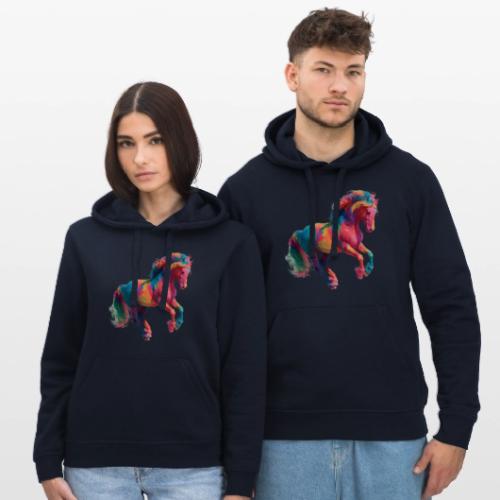 Colorful Paint Splatter Horse Art - Stanley/Stella Drummer Unisex Organic Hoodie