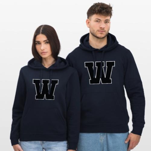 Varsity Letter W Collegiate Font Design - Stanley/Stella Drummer Unisex Organic Hoodie
