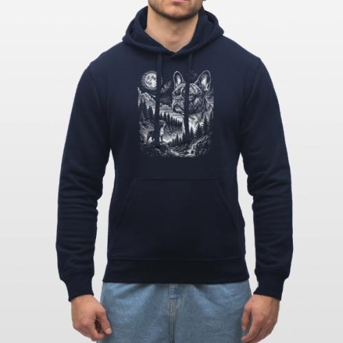 Vintage French Bulldog Moon Howling Tee - Stanley/Stella Drummer Unisex Organic Hoodie