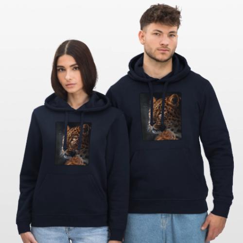 Amur Leopard Face Wildlife Design - Stanley/Stella Drummer Unisex Organic Hoodie