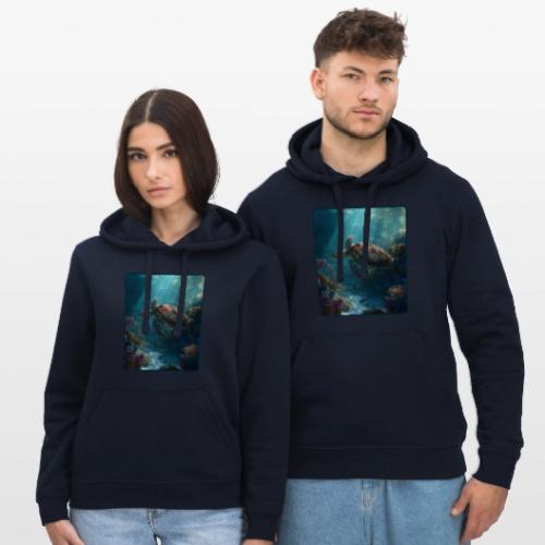 Sea Turtle Coral Reef Design - Stanley/Stella Drummer Unisex Organic Hoodie