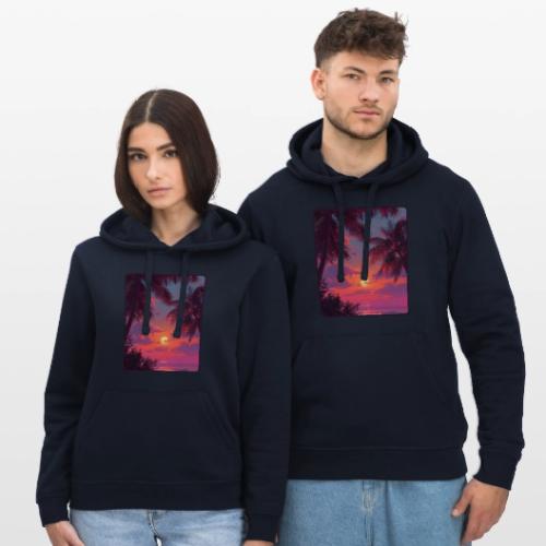 Tropical Sunset Palm Silhouette Design - Stanley/Stella Drummer Unisex Organic Hoodie