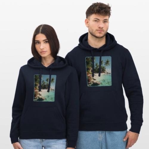 Serene Tropical Beach Floral Design - Stanley/Stella Drummer Unisex Organic Hoodie