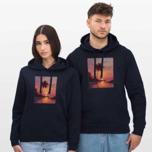 Tropical Beach Sunset Palm Design - Stanley/Stella Drummer Unisex Organic Hoodie