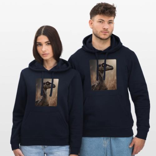Velociraptor Feathered Portrait Design - Stanley/Stella Drummer Unisex Organic Hoodie