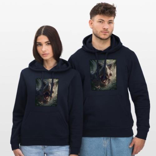 T Rex Jungle Roar Design - Stanley/Stella Drummer Unisex Organic Hoodie