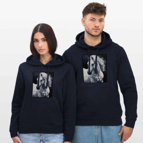 White Horse Oil Painting Design - Stanley/Stella Drummer Unisex Organic Hoodie