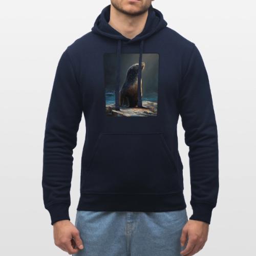 Fur Seal Artistic Shore Portrait Design - Stanley/Stella Drummer Unisex Organic Hoodie