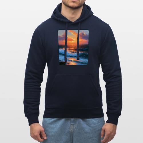 Sunset Storm Waves Oil Painting - Stanley/Stella Drummer Unisex Organic Hoodie