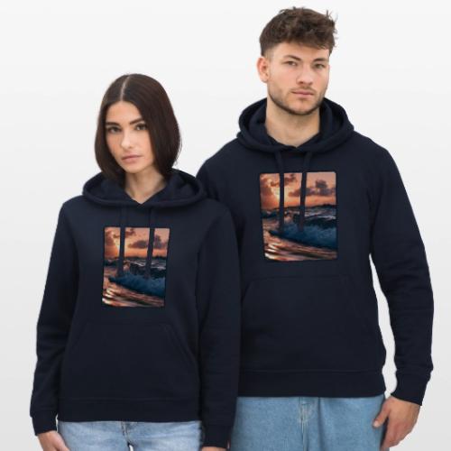 Golden Sunset Ocean Wave - Stanley/Stella Drummer Unisex Organic Hoodie