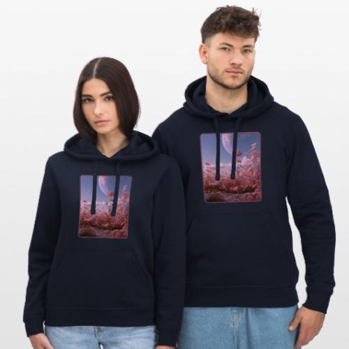 Cosmic Moon & Cosmos Flowers Art - Stanley/Stella Drummer Unisex Organic Hoodie
