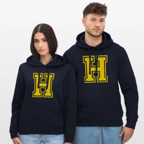 Letter H – Capital Athletic Alphabet Monogram - Stanley/Stella Drummer Unisex Organic Hoodie