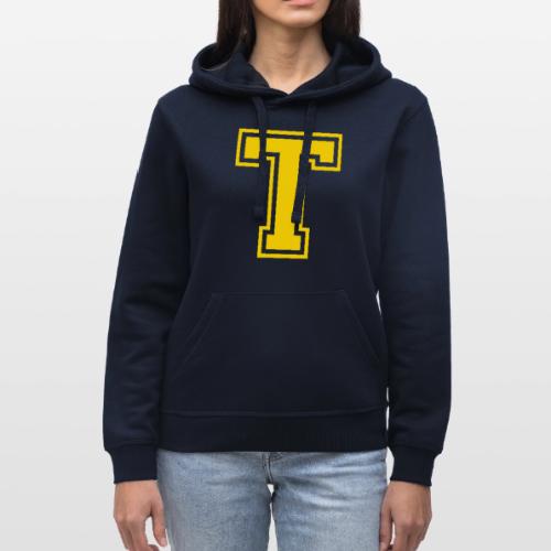 Letter T – Capital Athletic Alphabet Monogram - Stanley/Stella Drummer Unisex Organic Hoodie