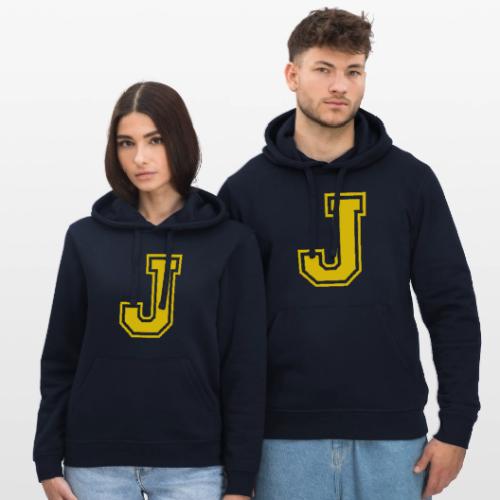 Letter J – Capital Athletic Alphabet Monogram - Stanley/Stella Drummer Unisex Organic Hoodie