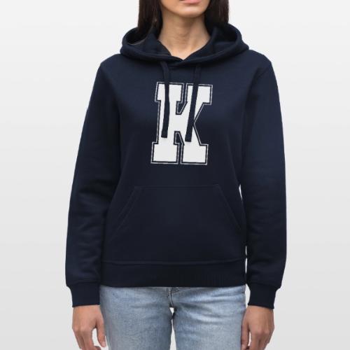 White Letter K – Varsity Alphabet Monogram - Stanley/Stella Drummer Unisex Organic Hoodie