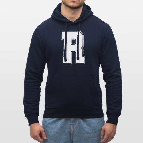 White Letter R – Varsity Alphabet Monogram - Stanley/Stella Drummer Unisex Organic Hoodie
