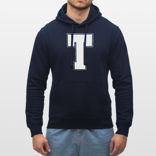 White Letter T – Varsity Alphabet Monogram - Stanley/Stella Drummer Unisex Organic Hoodie