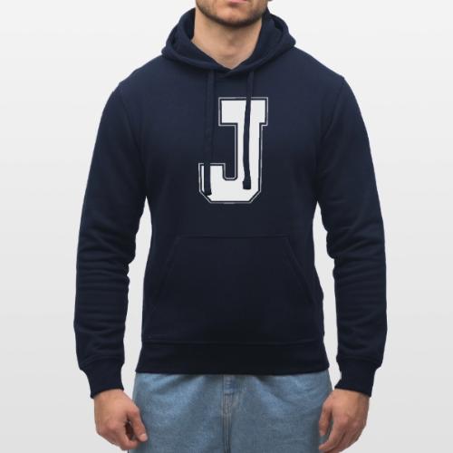 White Letter J – Varsity Alphabet Monogram - Stanley/Stella Drummer Unisex Organic Hoodie