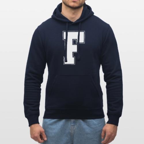 White Letter F – Varsity Alphabet Monogram - Stanley/Stella Drummer Unisex Organic Hoodie