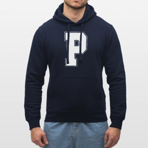 White Letter P – Varsity Alphabet Monogram - Stanley/Stella Drummer Unisex Organic Hoodie