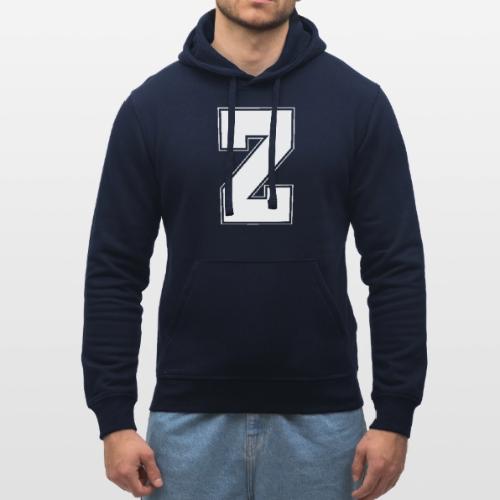 White Letter Z – Varsity Alphabet Monogram - Stanley/Stella Drummer Unisex Organic Hoodie