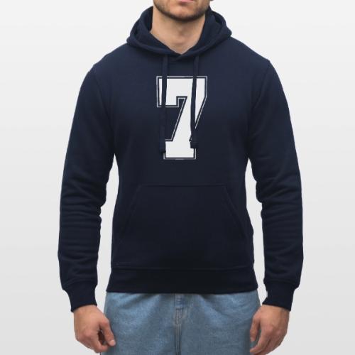 White Number 7 – Varsity Font - Stanley/Stella Drummer Unisex Organic Hoodie