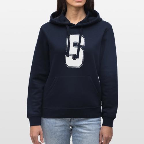 White Letter S – Varsity Alphabet Monogram - Stanley/Stella Drummer Unisex Organic Hoodie