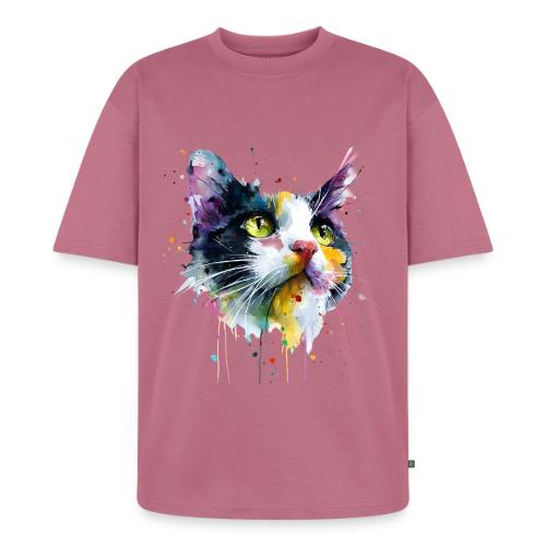 Cat: Painted Purr Expression - Unisex Premium Oversized Organic T-Shirt