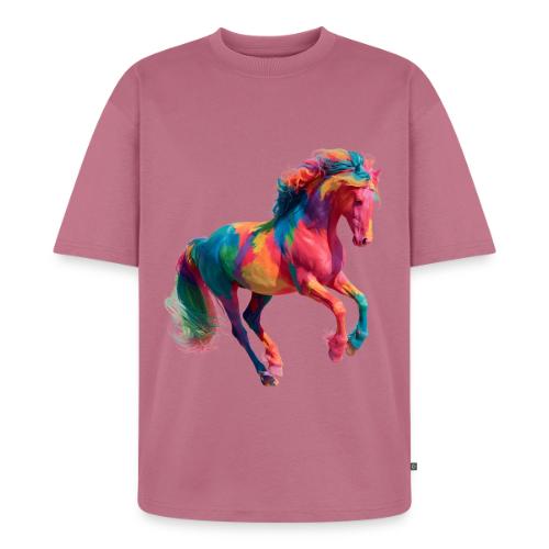 Colorful Paint Splatter Horse Art - Unisex Premium Oversized Organic T-Shirt