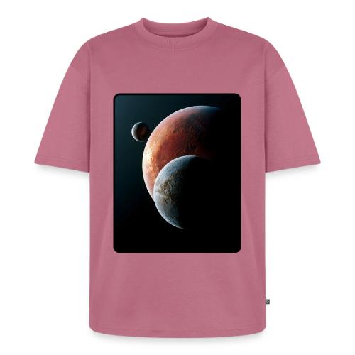 Three Planets Deep Space Design - Unisex Oversized Organic T-Shirt