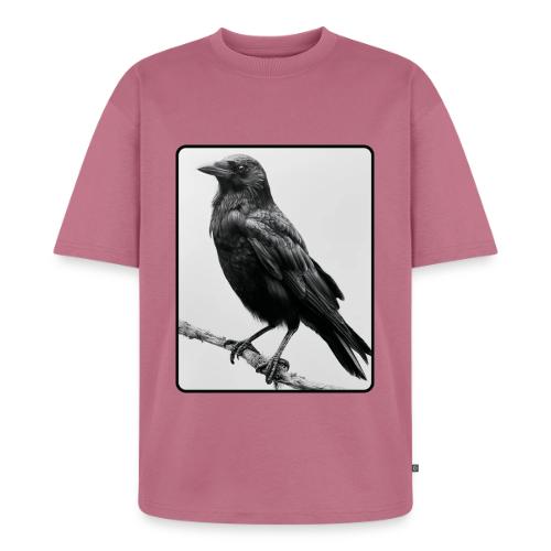 Raven Black and White Art Design - Unisex Premium Oversized Organic T-Shirt