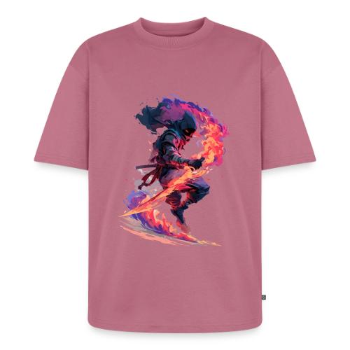 Flaming Ninja Warrior Fantasy Design - Unisex Premium Oversized Organic T-Shirt