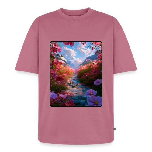 Dreamy Cosmos Valley Landscape Art - Unisex Premium Oversized Organic T-Shirt
