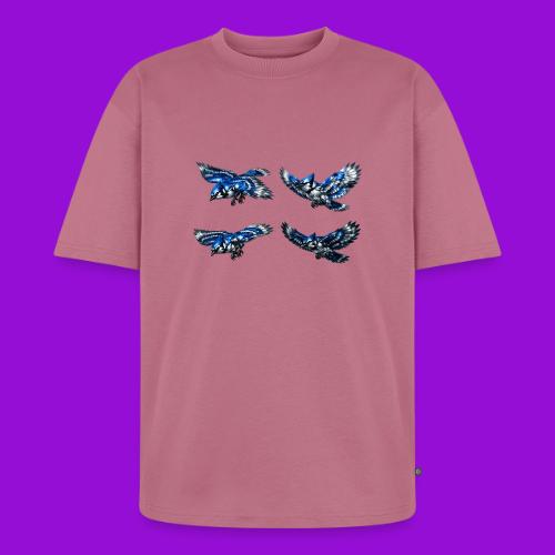 Silver Blue Jay Flight Stages - Unisex Oversized Organic T-Shirt