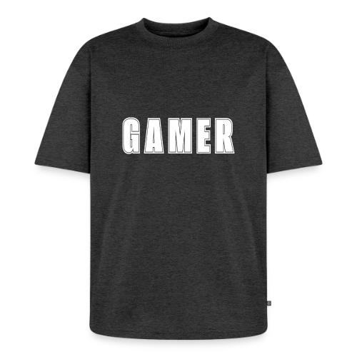 Gamer Collegiate White Text Design - Unisex Premium Oversized Organic T-Shirt