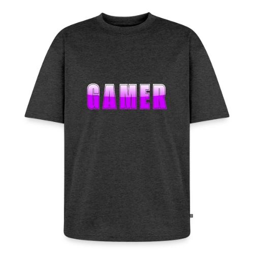 Gamer Purple Glossy Collegiate Design - Unisex Premium Oversized Organic T-Shirt