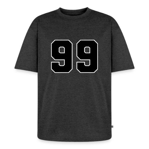 Varsity Number 99 Athletic Font - Unisex Premium Oversized Organic T-Shirt