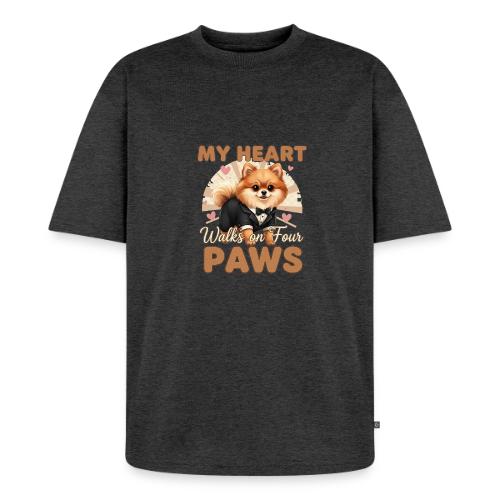 My Heart Walks on Four Paws – Pomeranian tee - Unisex Oversized Organic T-Shirt
