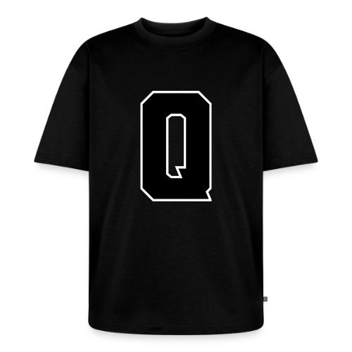 Varsity Letter Q Collegiate Font Graphic - Unisex Oversized Organic T-Shirt
