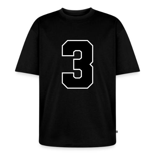 Varsity Number 3 Athletic Font - Unisex Premium Oversized Organic T-Shirt