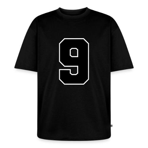 Varsity Number 9 Athletic Font - Unisex Oversized Organic T-Shirt
