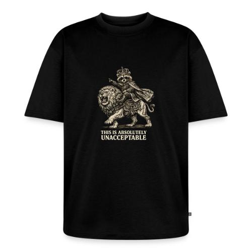 Funny Raccoon King Riding Lion Vintage Meme Art - Unisex Oversized Organic T-Shirt