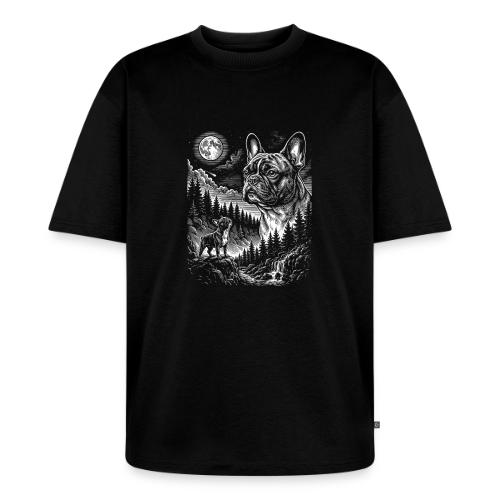 Vintage French Bulldog Moon Howling Tee - Unisex Oversized Organic T-Shirt